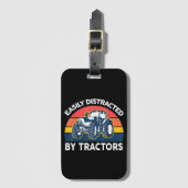 Étiquette À Bagage Drôle Facilement Distrait Par Tracteurs-Chemises F (Devant Vertical)