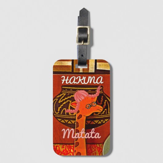 Étiquette À Bagage Drôle Giraffe avec texte cool Hakuna Matata (Devant Vertical)