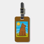 Étiquette À Bagage Drôle gros chien Brown assis au soleil (Devant Vertical)