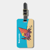 Étiquette À Bagage Drôle mignon caricature pourpre crabe ermite (Devant Vertical)