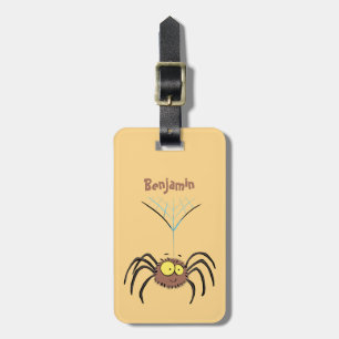 Étiquette À Bagage Drôle mignon dessin animé d'araignée moelleuse