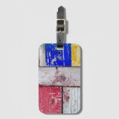 Étiquette À Bagage Drôle Neoplasticisme en bois style art (Devant Vertical)