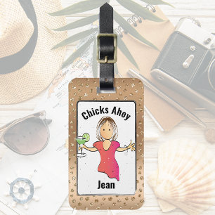 Étiquette À Bagage Drôle pour sa croisière fille paillettes 