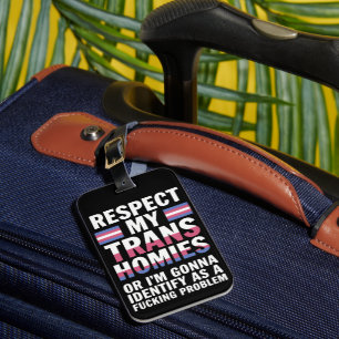 Étiquette À Bagage Drôle Respecte Mes Copains Trans Mois de la Fierté