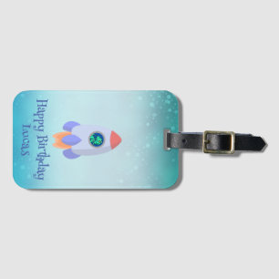 Étiquette À Bagage Drôle T-rex dinosaure fusée École enfant Anniversa