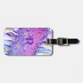 Étiquette À Bagage Droplets d'eau violette | Ombre bleu et blanc (Devant horizontal)