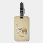 Étiquette À Bagage Duck Pulling Flower Cart (Devant Vertical)