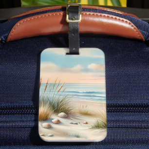 Étiquette À Bagage Dunes côtières pastel à l'aquarelle