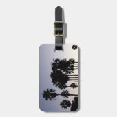 Étiquette À Bagage Dusk avec palmiers Scène tropicale (Devant Vertical)