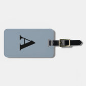 Étiquette À Bagage Dusty Blue Black Monogramme Mariage Fête cadeau Fa (Devant horizontal)