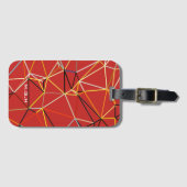Étiquette À Bagage Dynamic Red Abstract Geometric Monogram (Devant Horizontal)