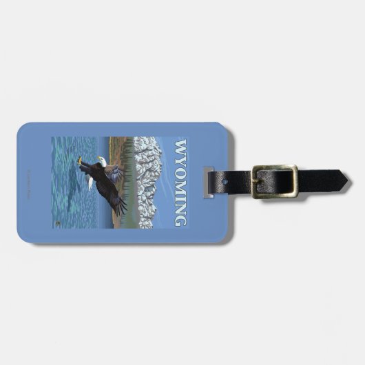 Étiquette À Bagage Eagle chauve plongeant - le Wyoming (Devant horizontal)