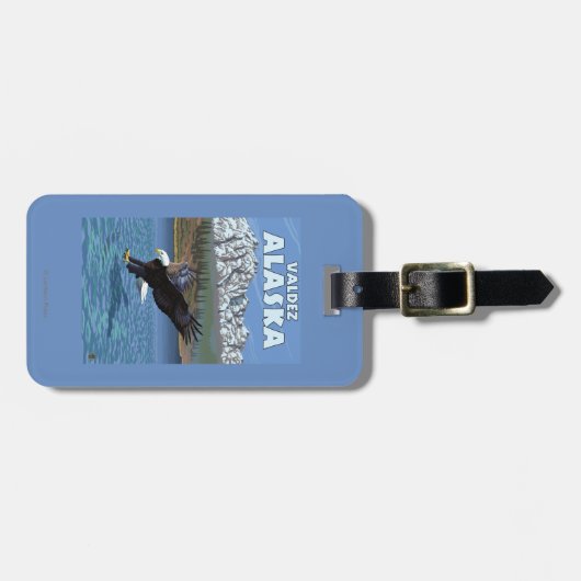 Étiquette À Bagage Eagle chauve plongeant - Valdez, Alaska (Devant horizontal)