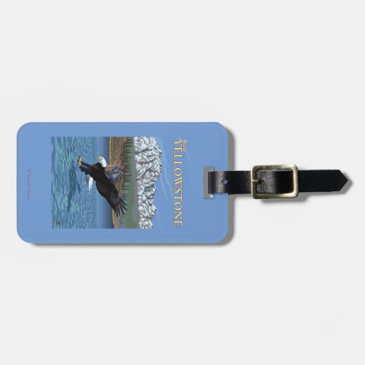 Étiquette À Bagage Eagle chauve plongeant - Yellowstone occidental, (Devant horizontal)