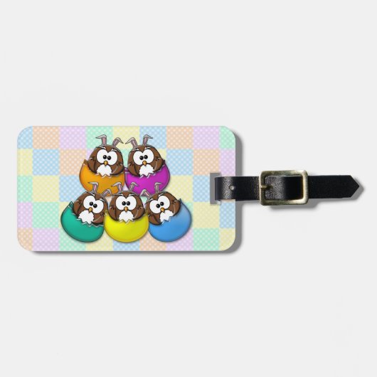 Étiquette À Bagage Easter owl - rainbow (Devant horizontal)