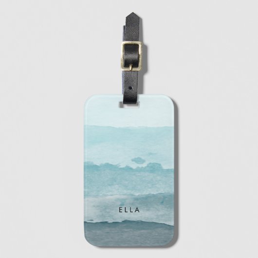 Étiquette À Bagage Eau bleu mer Abstraite (Devant Vertical)