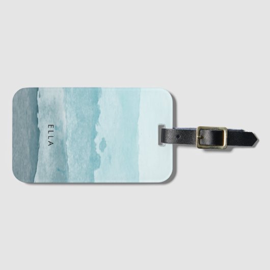 Étiquette À Bagage Eau bleu mer Abstraite (Devant Horizontal)
