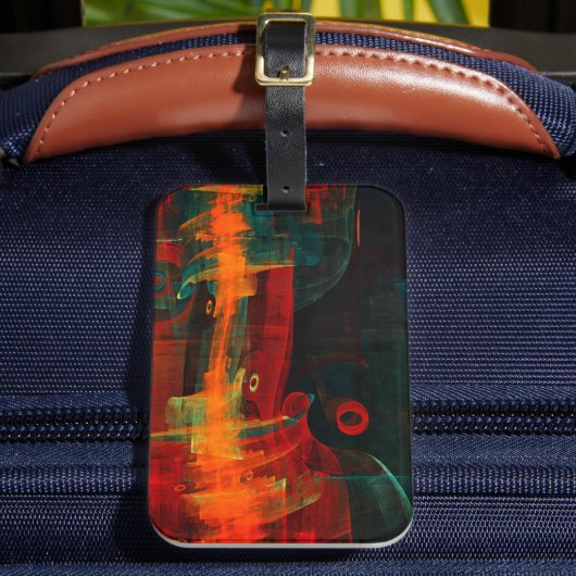 Étiquette À Bagage Eau Orange Rouge Bleu moderne Art Abstrait Motif (Insitu Rectoal 2)