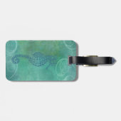 Étiquette À Bagage Eaux bleues, Cheval de mer et floraison (Dos horizontal)