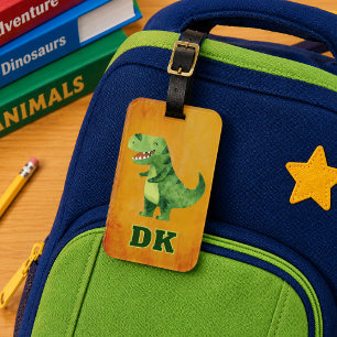 Étiquette À Bagage École d'ID de dinosaure personnalisée