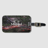 Étiquette À Bagage Écorce de bois mossy roux Monogram (Devant Horizontal)