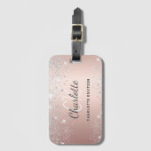 Étiquette À Bagage Écriture de nom en or rose (Devant Vertical)