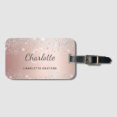 Étiquette À Bagage Écriture de nom en or rose (Devant Horizontal)