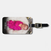 Étiquette À Bagage Écriture élégante pour photo de bébé (Devant horizontal)