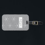 Étiquette À Bagage écriture géométrique stylisée école personnalisée<br><div class="desc">élégant script motif géométrique élégant personnalisez avec nom et classe (ou message différent) parfait pour l'école,  l'université ou les affaires</div>
