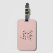 Étiquette À Bagage Écriture manuscrite classique Nom élégant Rose Gol (Devant Vertical)