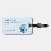 Étiquette À Bagage Écureuil drôle pour la lettre S en Jacquard bleu (Dos horizontal)