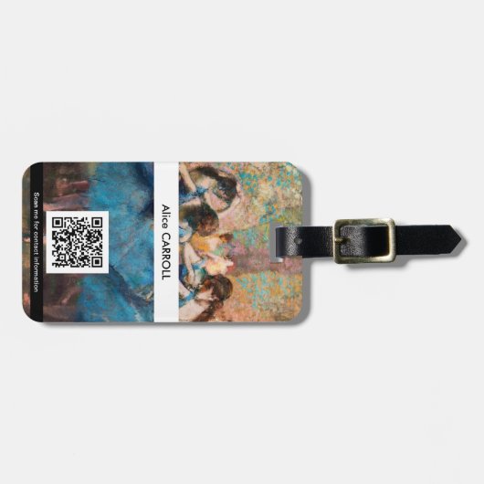 Étiquette À Bagage Edgar Degas - Danseurs en bleu - QR Code (Devant horizontal)