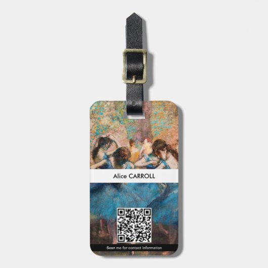 Étiquette À Bagage Edgar Degas - Danseuses en bleu - Code QR (Devant Vertical)