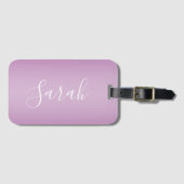 Étiquette À Bagage Editable Soft Mauve Ombre & White Text Script (Devant Horizontal)