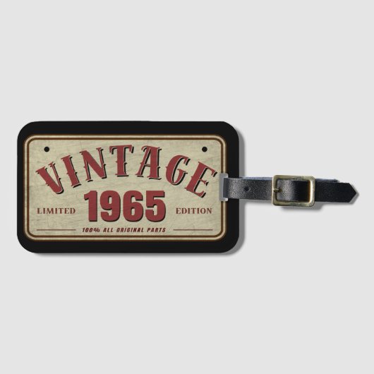 Étiquette À Bagage Édition Limitée 1965 Pièces Originales Authentique (Devant Horizontal)