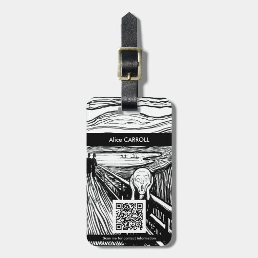 Étiquette À Bagage Edvard Munch - La lithographie de cri - Code QR (Devant Vertical)