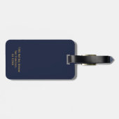 Étiquette À Bagage Effet d'or métallique brossé monogrammé moderne (Dos horizontal)