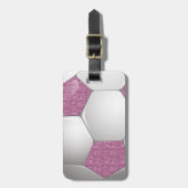 Étiquette À Bagage Effet Parties scintillant rose boule de football (Devant Vertical)