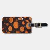 Étiquette À Bagage Éffrayant Automne Citrouille Épée Horreur Nuit (Devant horizontal)