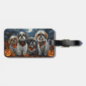 Étiquette À Bagage Éffrayant d'Halloween Malti Tzu (Dos horizontal)