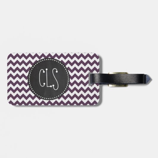 Étiquette À Bagage Eggplant Purple Chevron ; Retro Chalkboard (Dos horizontal)