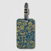 Étiquette À Bagage Élégance Bleu Doré (Devant Vertical)