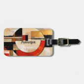 Étiquette À Bagage Elégance céleste : Exploration Abstraite en beige (Devant horizontal)