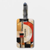 Étiquette À Bagage Elégance céleste : Exploration Abstraite en beige (Dos Vertical)