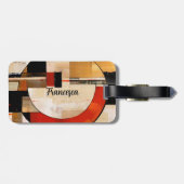 Étiquette À Bagage Elégance céleste : Exploration Abstraite en beige (Dos horizontal)