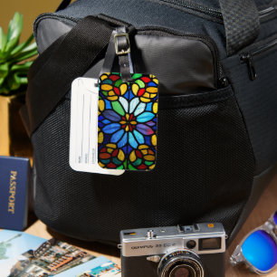 Étiquette À Bagage Élégance en verre floral