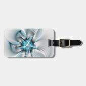 Étiquette À Bagage Élégance florale Art moderne Abstrait bleu fractal (Devant horizontal)