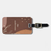 Étiquette À Bagage Élégant Abstrait Rouille Brown Orange Feuillage (Devant horizontal)