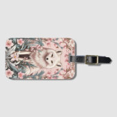Étiquette À Bagage Elegant Arctic Fox Pink Floral (Devant Horizontal)