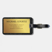 Étiquette À Bagage Élégant argent et or Monogramme Bagage étiquette (Dos horizontal)